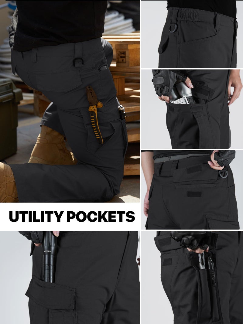 FREE SOLDIER Men's Tactical Pants Water Resistant Ripstop Cargo Work Lightweight EDC Hiking Pants with Multi Pockets (Black 40W x 32L) - Image 3